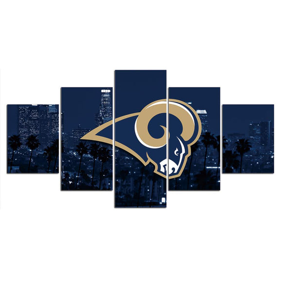 5 Panel Los Angeles Rams Wall Art Night City For Wall Decoration