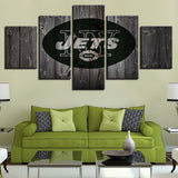 5 Panel New York Jets Wall Art Background Wood For Living Room