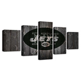 5 Panel New York Jets Wall Art Background Wood For Living Room