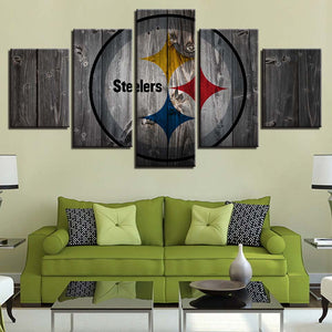 5 Panel Pittsburgh Steelers Wall Art Background Wood For Living Room