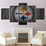 5 Panel Pittsburgh Steelers Wall Art Background Wood For Living Room