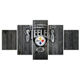 5 Panel Pittsburgh Steelers Wall Decor Background Wood 2
