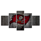 5 Panel Tampa Bay Buccaneers Wall Art Background Wood For Living Room