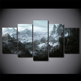 5 Piece Black And White Mountain Wall Art