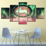 5 Piece South Sydney Rabbitohs Wall Art For Living Room Wall Decor