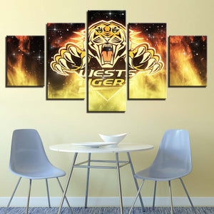 5 Piece Wests Tigers Wall Art For Living Room