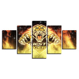 5 Piece Wests Tigers Wall Art For Living Room