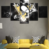5 Panel Pittsburgh Penguins Wall Art Thunder For Living Room Bedroom