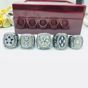 5pcs 1971 1977 1992 1993 1995 Dallas Cowboys Championship Rings Set Color Silver