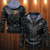 Anaheim Ducks Leather Jacket With Hood