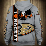 Anaheim Ducks Zip Up Hoodie Heart Beats