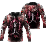 Arizona Cardinals Skull Hoodies Background Smoke