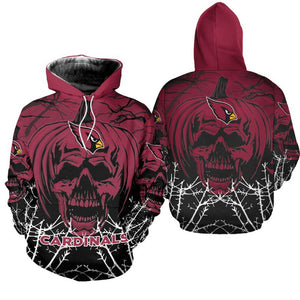 Arizona Cardinals Skull Pumpkin Halloween Hoodies