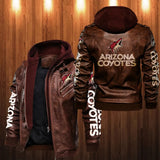 Arizona Coyotes Leather Jacket With Hood