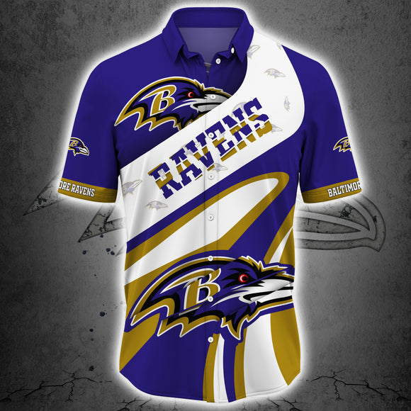 Baltimore Ravens Button Up Shirt Short Sleeve Big Logo