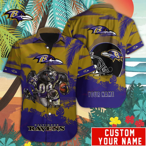 15% OFF Baltimore Ravens Hawaiian Shirt Mascot Customize Your Name
