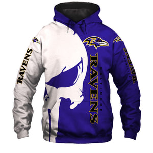 Baltimore Ravens Hoodies Skull Printed