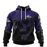 15% OFF Best Baltimore Ravens Skull Hoodies Custom Name & Number