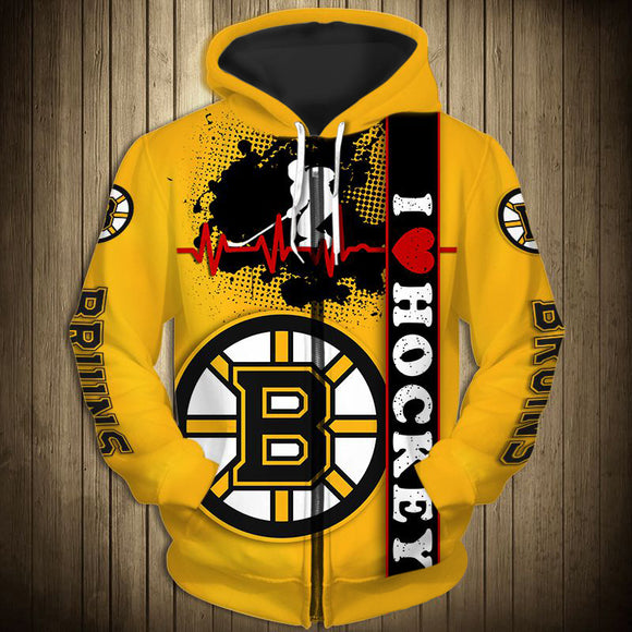 Boston Bruins Zip Up Hoodie Heart Beats