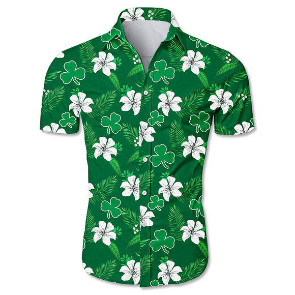 Boston Celtics Hawaiian Shirt Small Flowers
