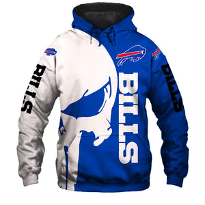 Buffalo Bills Hoodies Mens Skull Printed