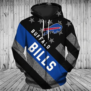 Buffalo Bills Zipper Hoodies Striped Banner