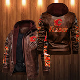 Calgary Flames Leather Jacket With Hood