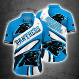 Carolina Panthers Button Up Shirt Short Sleeve Big Logo