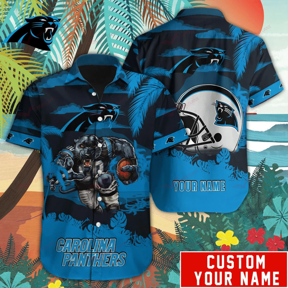 15% OFF Carolina Panthers Hawaiian Shirt Mascot Customize Your Name