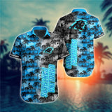 Carolina Panthers Hawaiian Shirt Palm Tree Pattern