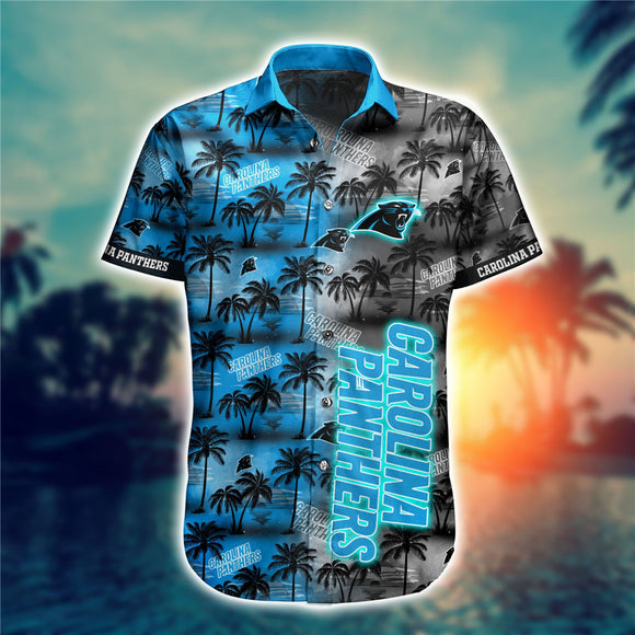 Carolina Panthers Hawaiian Shirt Palm Tree Pattern