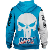 Carolina Panthers Hoodies Skull Printed