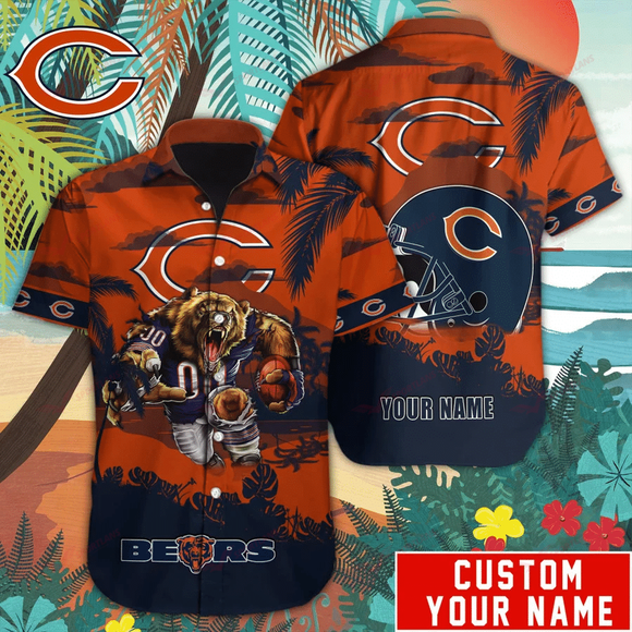 15% OFF Chicago Bears Hawaiian Shirt Mascot Customize Your Name