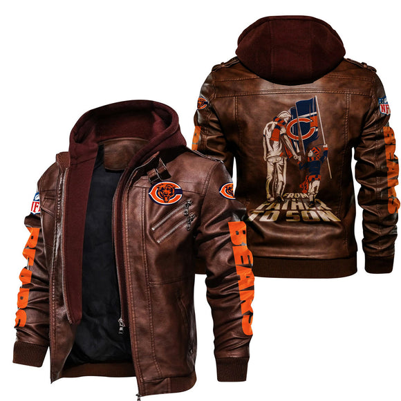 Chicago Bears Leather Bomber Jacket From Father To Son