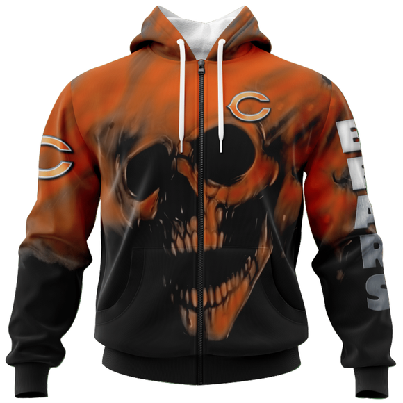 15% OFF Best Chicago Bears Skull Hoodies Custom Name & Number