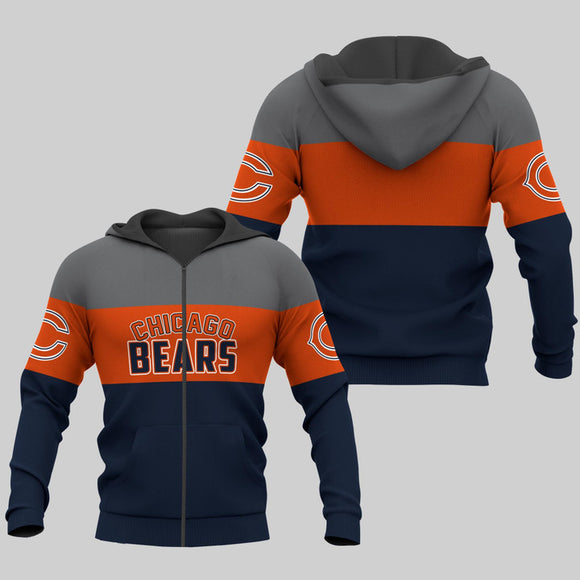Chicago Bears Zip Up Hoodies  3D