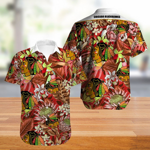 Chicago Blackhawks Hawaiian Shirt Big Floral Button Up