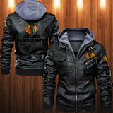 Chicago Blackhawks Leather Jacket With Hood