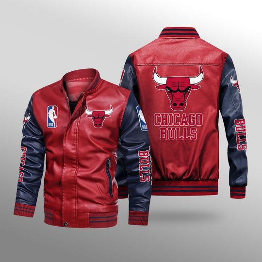 Chicago Bulls Red Varsity Bomber Leather Jacket