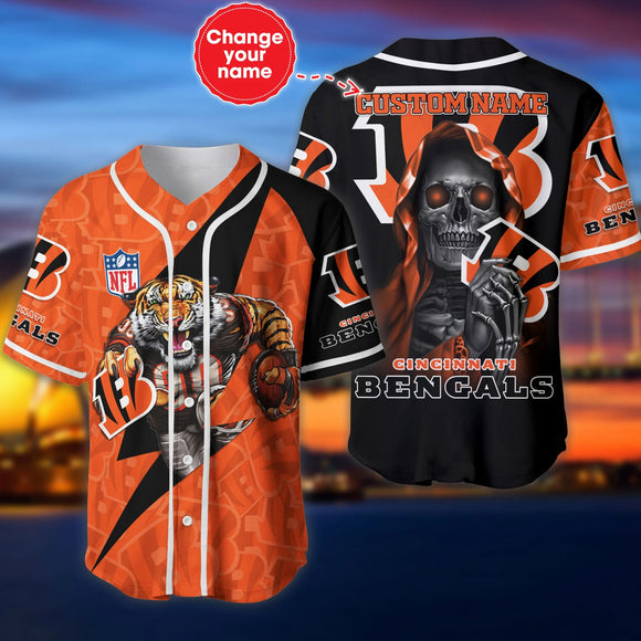 Cincinnati Bengals Baseball Jersey Shirt Skull Custom Name