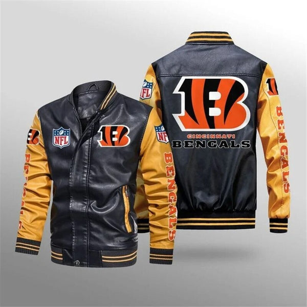 Cincinnati Bengals 2D Leather Jacket Dead Skull