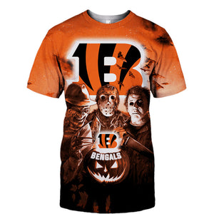 Cincinnati Bengals T shirt 3D Halloween Horror Night T shirt