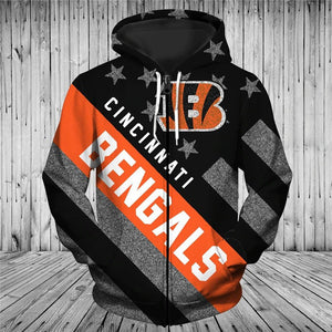 Cincinnati Bengals Zipper Hoodies Striped Banner