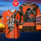 Cleveland Browns Baseball Jersey Shirt Skull Custom Name