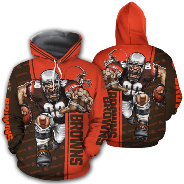 20% OFF Cleveland Browns Hoodies Mens Mascot 3D Ultra Cool – 4 Fan Shop