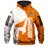 Cleveland Browns Hoodies Mens Skull Printed