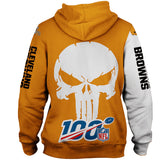 Cleveland Browns Hoodies Mens Skull Printed