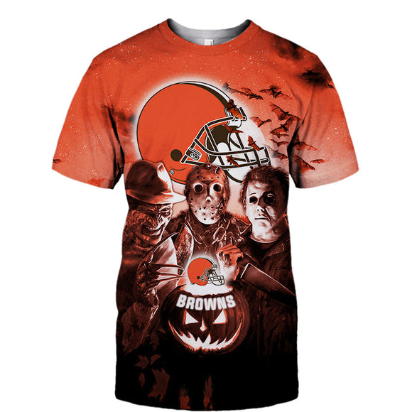 Cleveland Browns T shirt 3D Halloween Horror Night T shirt