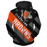 Cleveland Browns Zipper Hoodies Striped Banner