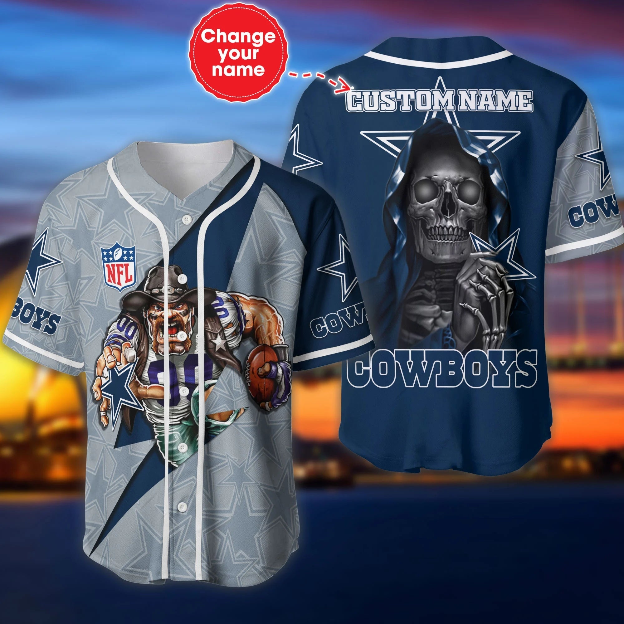 Lowest Price Dallas Cowboys Baseball Jersey Shirt Skull Custom Name – 4 Fan  Shop